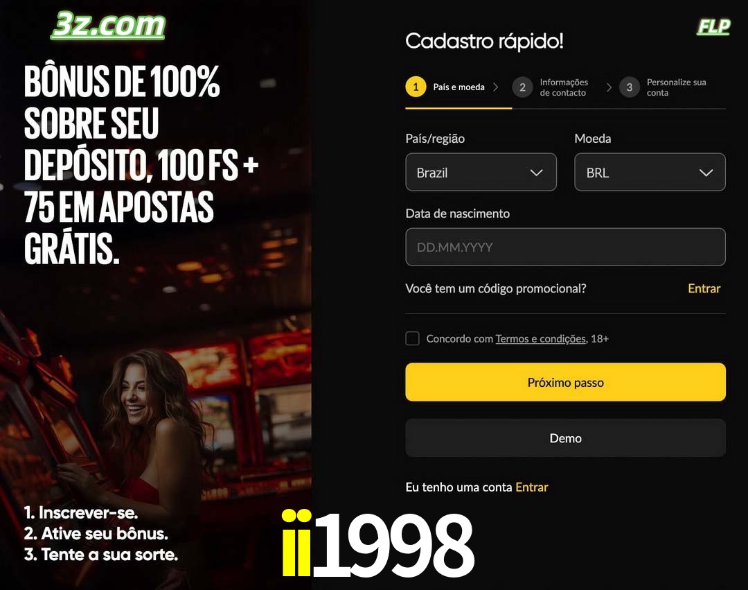 ii1998 registro oficial cassino online Brasil com bônus de depósito e free spins